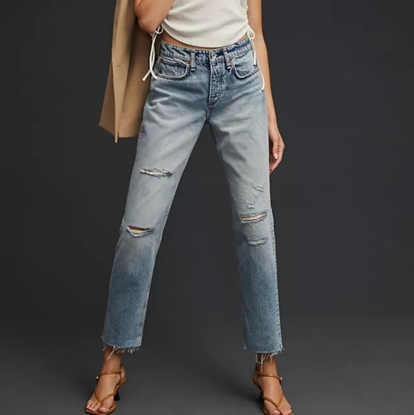rag & bone Denim - Rag & Bone Rosa Mid Rise Destressed Straight Leg Jeans Size 24